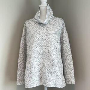 RBX Cowl Quilted Long Sleeve Sweatshirt with Pocket | Heathered Black & White